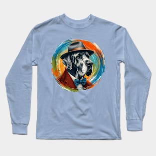 Great Dane Wearing a Hat Long Sleeve T-Shirt